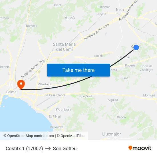 Costitx 1 (17007) to Son Gotleu map