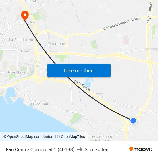 Fan Centre Comercial 1 (40138) to Son Gotleu map