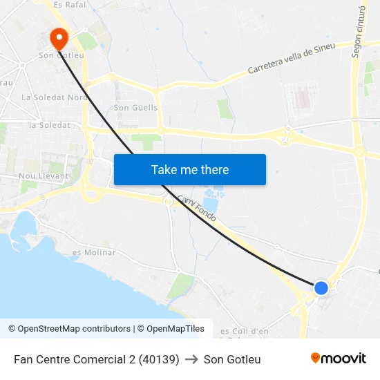 Fan Centre Comercial 2 (40139) to Son Gotleu map