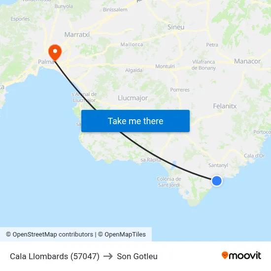 Cala Llombards (57047) to Son Gotleu map