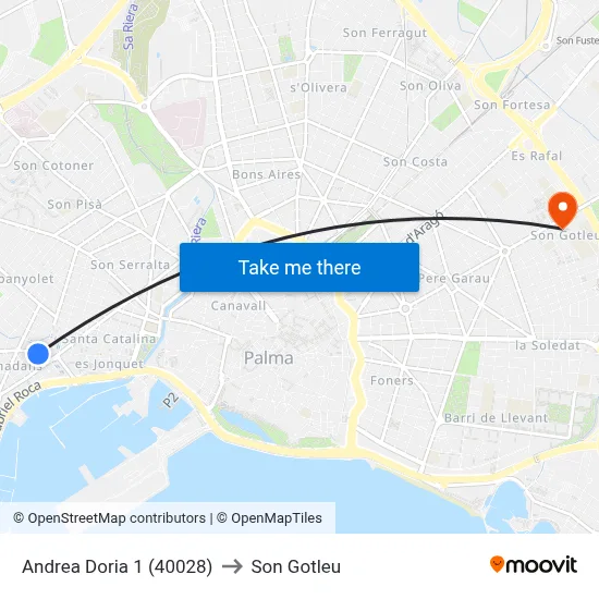 Andrea Doria 1 (40028) to Son Gotleu map