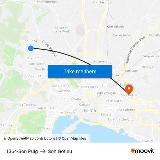 1364-Son Puig to Son Gotleu map