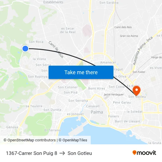 1367-Carrer Son Puig  8 to Son Gotleu map