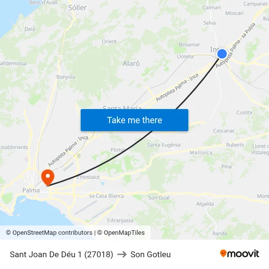 Sant Joan De Déu 1 (27018) to Son Gotleu map