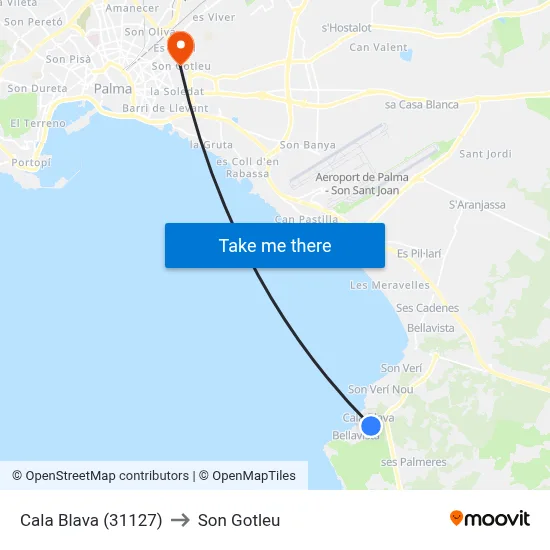 Cala Blava (31127) to Son Gotleu map