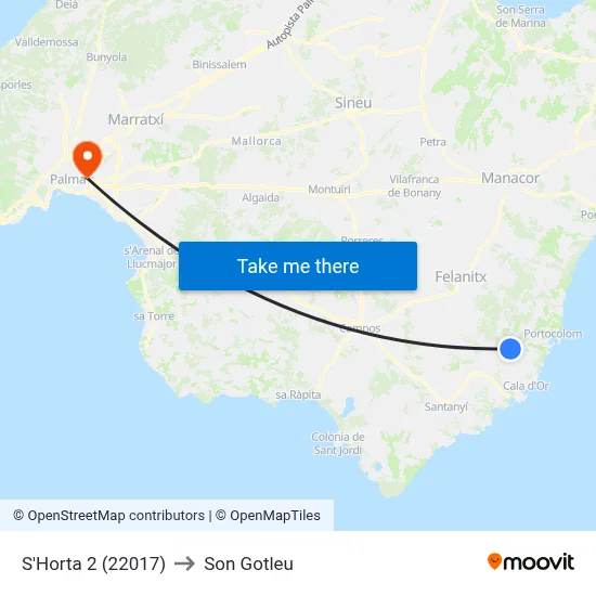 S'Horta 2 (22017) to Son Gotleu map