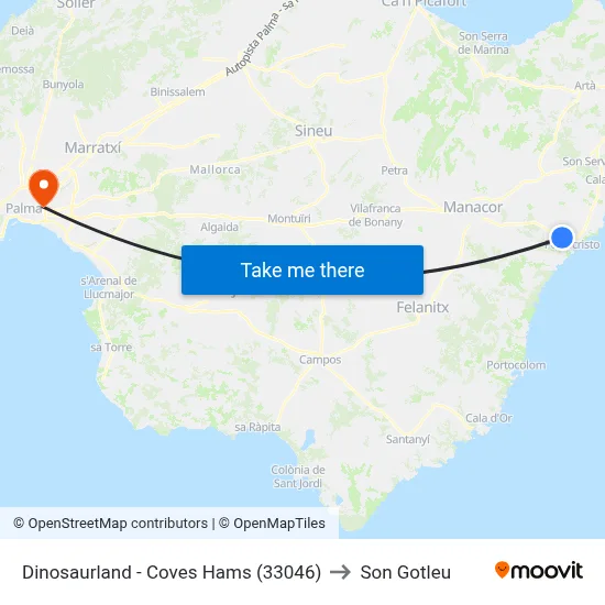 Dinosaurland - Coves Hams (33046) to Son Gotleu map