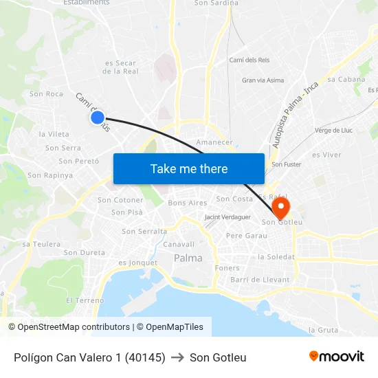 Polígon Can Valero 1 (40145) to Son Gotleu map
