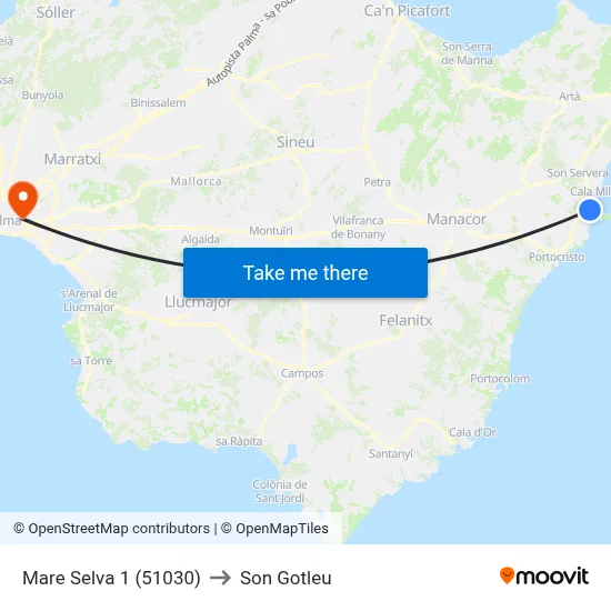 Mare Selva 1 (51030) to Son Gotleu map