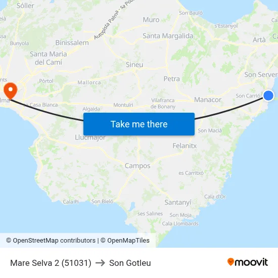 Mare Selva 2 (51031) to Son Gotleu map
