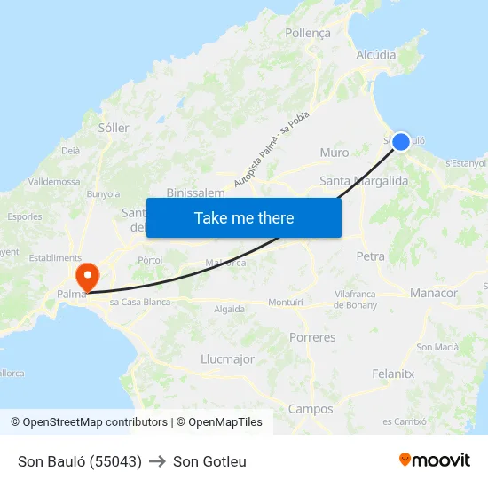 Son Bauló (55043) to Son Gotleu map