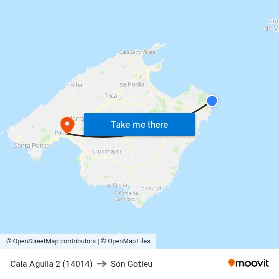Cala Agulla 2 (14014) to Son Gotleu map