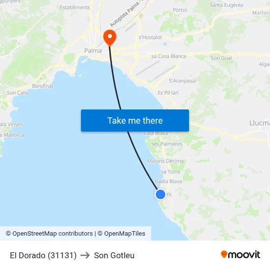 El Dorado (31131) to Son Gotleu map