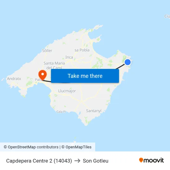 Capdepera Centre 2 (14043) to Son Gotleu map