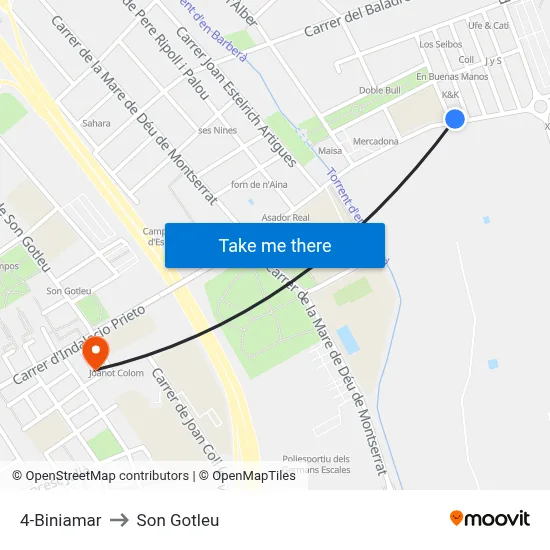4-Biniamar to Son Gotleu map