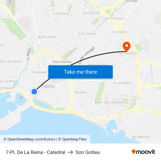 7-Pl. De La Reina - Catedral to Son Gotleu map