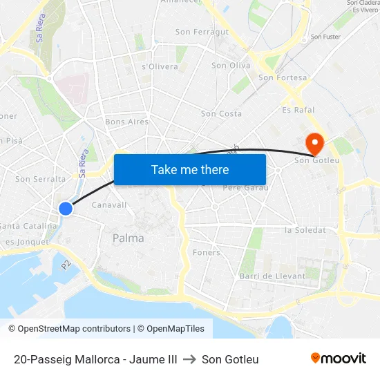 20-Passeig Mallorca - Jaume III to Son Gotleu map