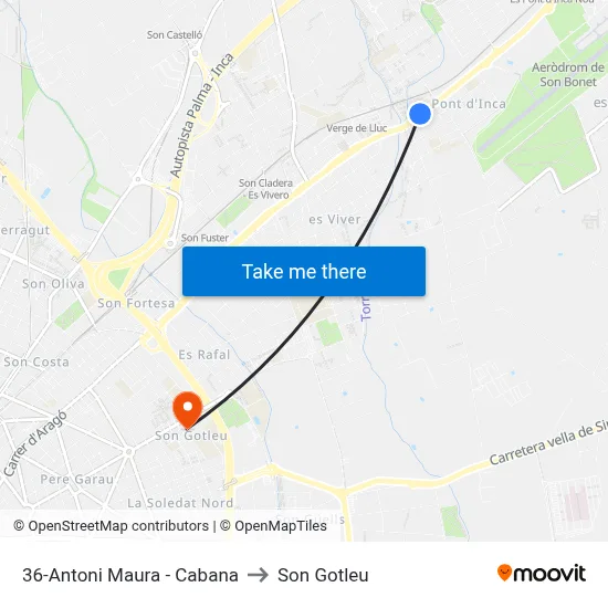 36-Antoni Maura - Cabana to Son Gotleu map