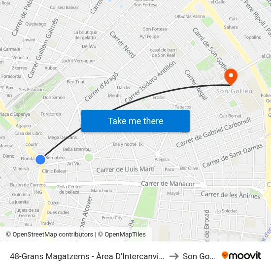 48-Grans Magatzems - Àrea D'Intercanvi Sindicat to Son Gotleu map