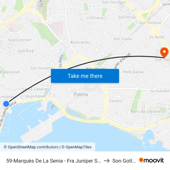 59-Marquès De La Senia - Fra Juníper Serra to Son Gotleu map