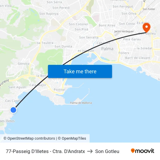 77-Passeig D'Illetes - Ctra. D'Andratx to Son Gotleu map