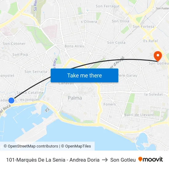 101-Marquès De La Senia - Andrea Doria to Son Gotleu map