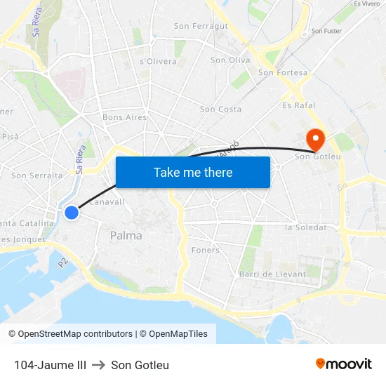 104-Jaume III to Son Gotleu map