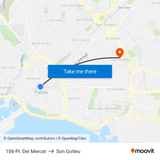 106-Pl. Del Mercat to Son Gotleu map