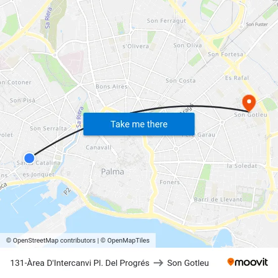 131-Àrea D'Intercanvi Pl. Del Progrés to Son Gotleu map