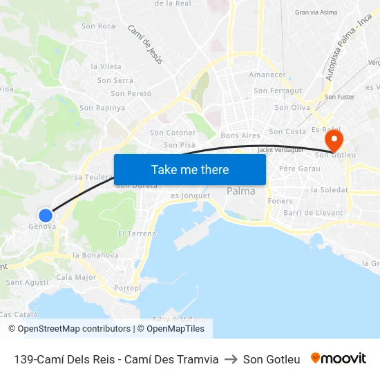 139-Camí Dels Reis - Camí Des Tramvia to Son Gotleu map