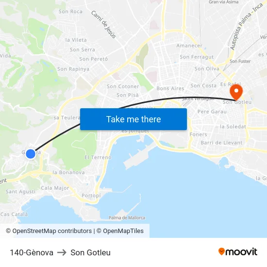 140-Gènova to Son Gotleu map