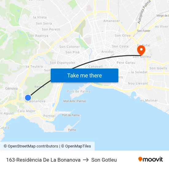 163-Residència De La Bonanova to Son Gotleu map