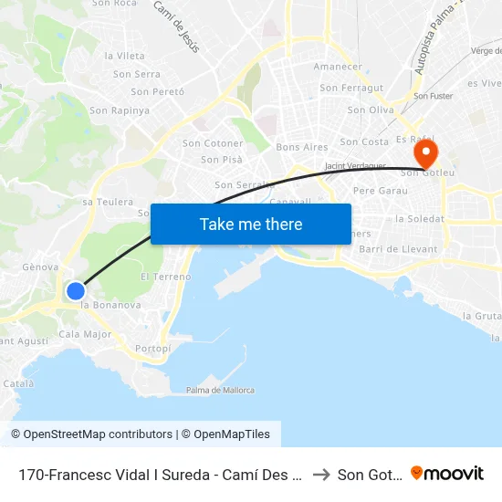170-Francesc Vidal I Sureda - Camí Des Tramvia to Son Gotleu map