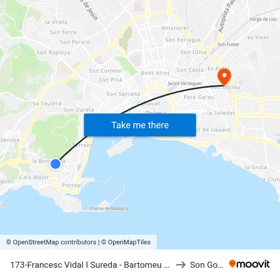 173-Francesc Vidal I Sureda - Bartomeu Pons I Coll to Son Gotleu map