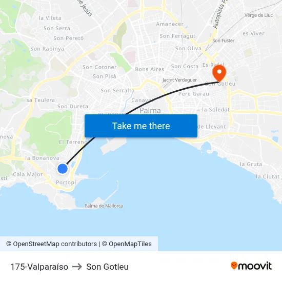 175-Valparaíso to Son Gotleu map