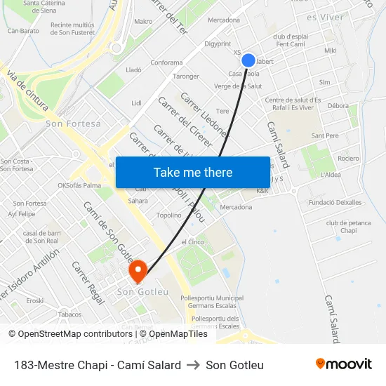 183-Mestre Chapi - Camí Salard to Son Gotleu map