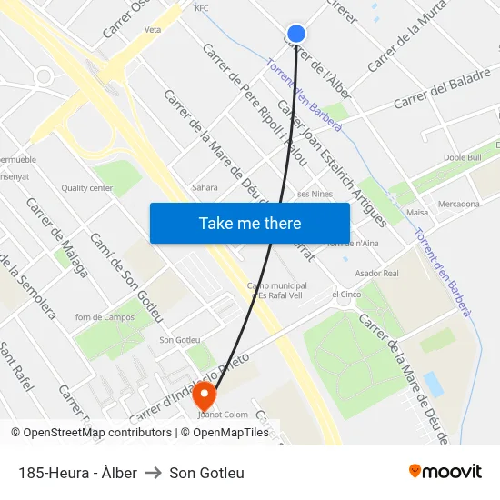 185-Heura - Àlber to Son Gotleu map