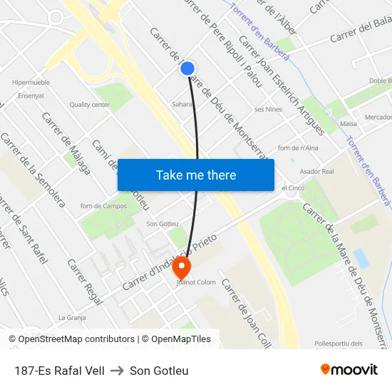 187-Es Rafal Vell to Son Gotleu map