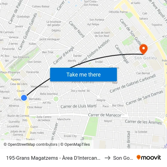 195-Grans Magatzems - Àrea D'Intercanvi Sindicat to Son Gotleu map