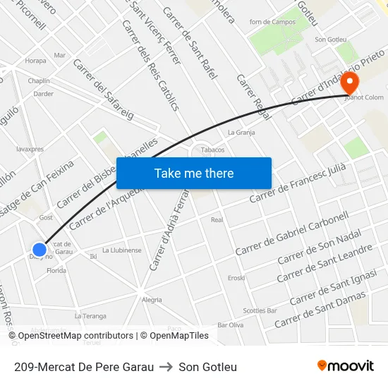 209-Mercat De Pere Garau to Son Gotleu map