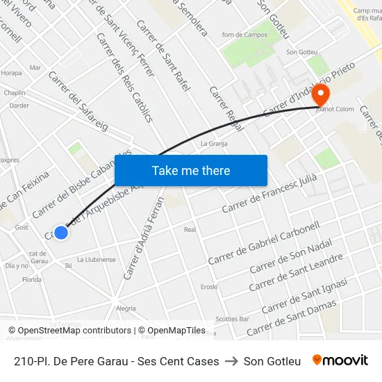 210-Pl. De Pere Garau - Ses Cent Cases to Son Gotleu map