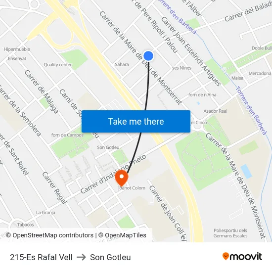 215-Es Rafal Vell to Son Gotleu map