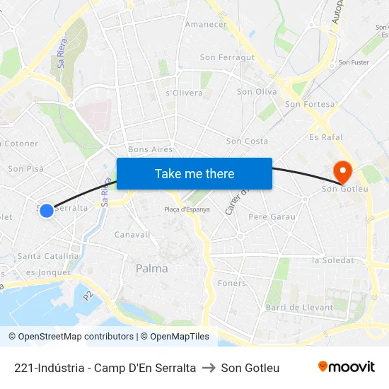 221-Indústria - Camp D'En Serralta to Son Gotleu map