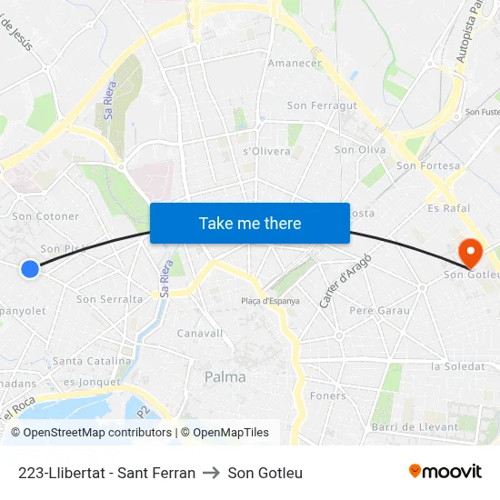 223-Llibertat - Sant Ferran to Son Gotleu map