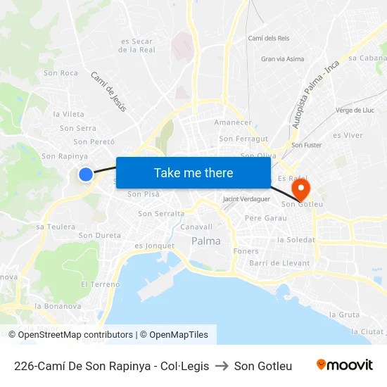 226-Camí De Son Rapinya - Col·Legis to Son Gotleu map
