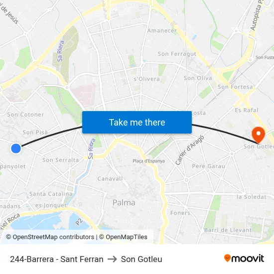 244-Barrera - Sant Ferran to Son Gotleu map