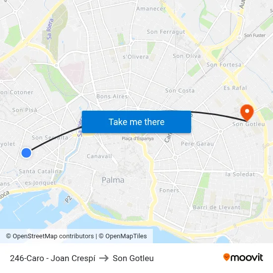 246-Caro - Joan Crespí to Son Gotleu map