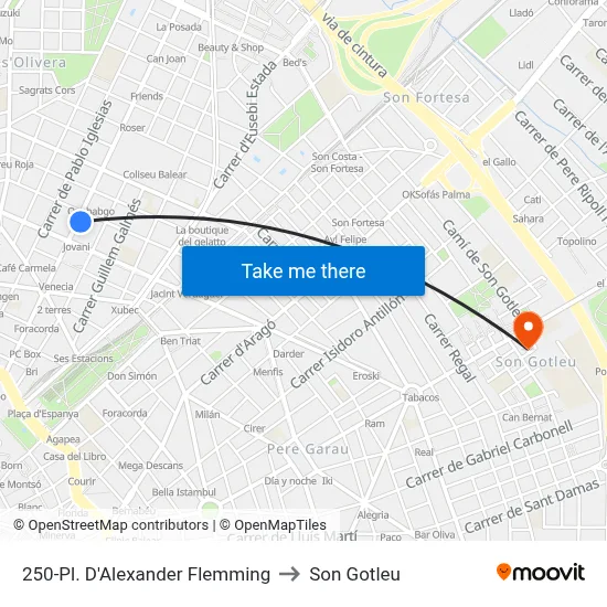 250-Pl. D'Alexander Flemming to Son Gotleu map