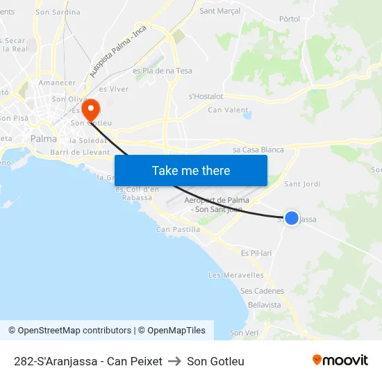282-S'Aranjassa - Can Peixet to Son Gotleu map