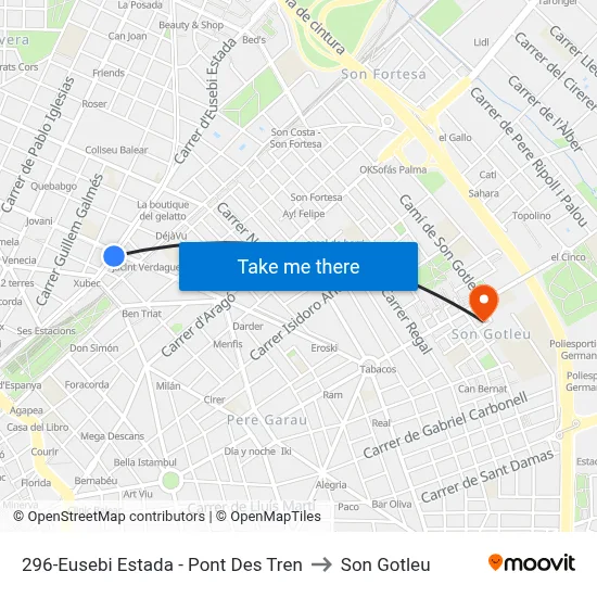 296-Eusebi Estada - Pont Des Tren to Son Gotleu map